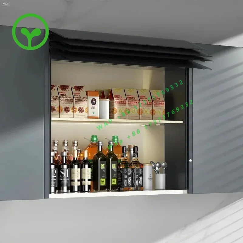 Wholesaler Smart Glass Door Window Room Display Shelf Kitchen Furniture Rack Storage Intelligent Roller Shutter Door