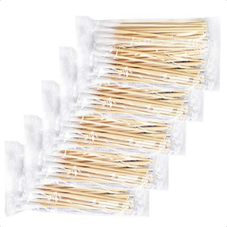 綿棒1000本入り、木製スティック4本付き、医療用創傷ケア、皮膚洗浄に広く使用、学校、オフィス、家庭用、4個入り1000本