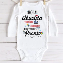 Hello Grandma I Want To Meet You See You Soon Baby Bodysuit Pregnancy Announcement Infant Clothes Newborn Long Sleeve Romper