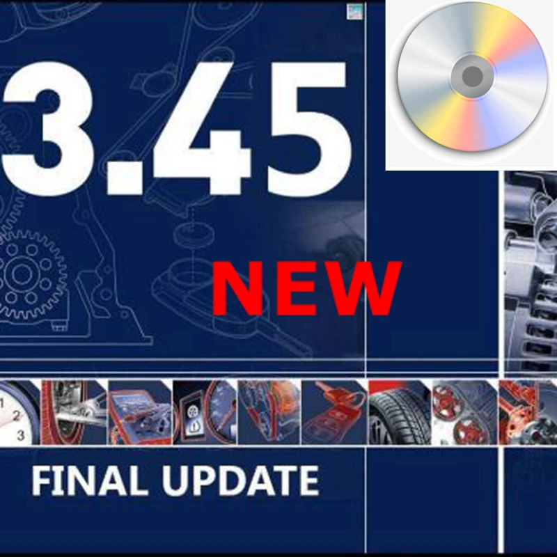 O software diagnóstico do carro dos auto dados 3,45, auto reparo, dados instala, guia video, OBD2 Diagnoistic, na versão a mais atrasada do CD