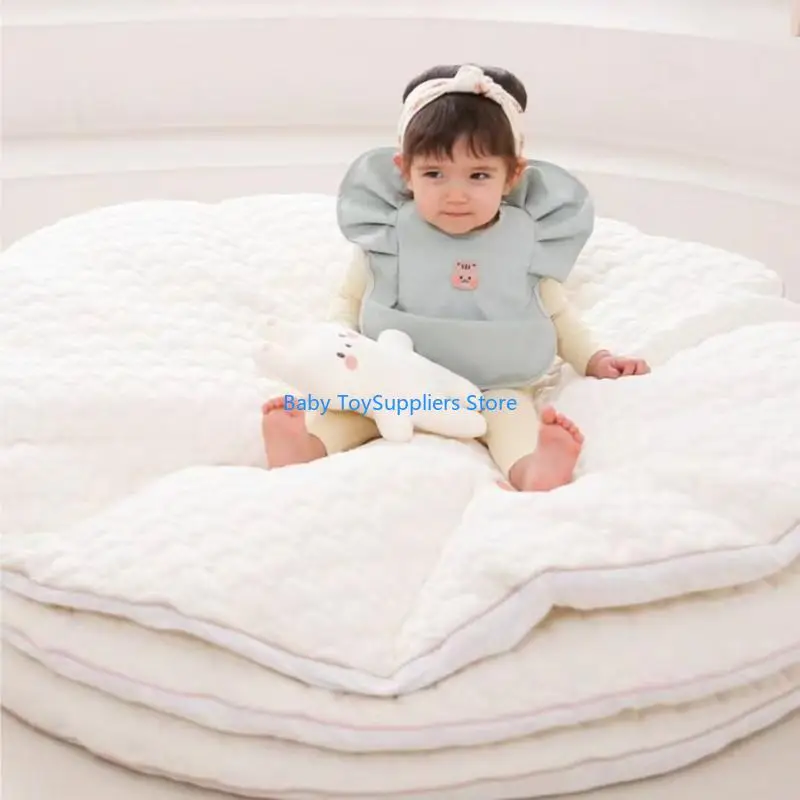 سجادة لعب دائرية صديقة للأطفال من R1WF، سجادة أطفال قطنية مع تطريز جميل ومبطن سميك، سجادة حضانة دائرية لغرفة الأطفال