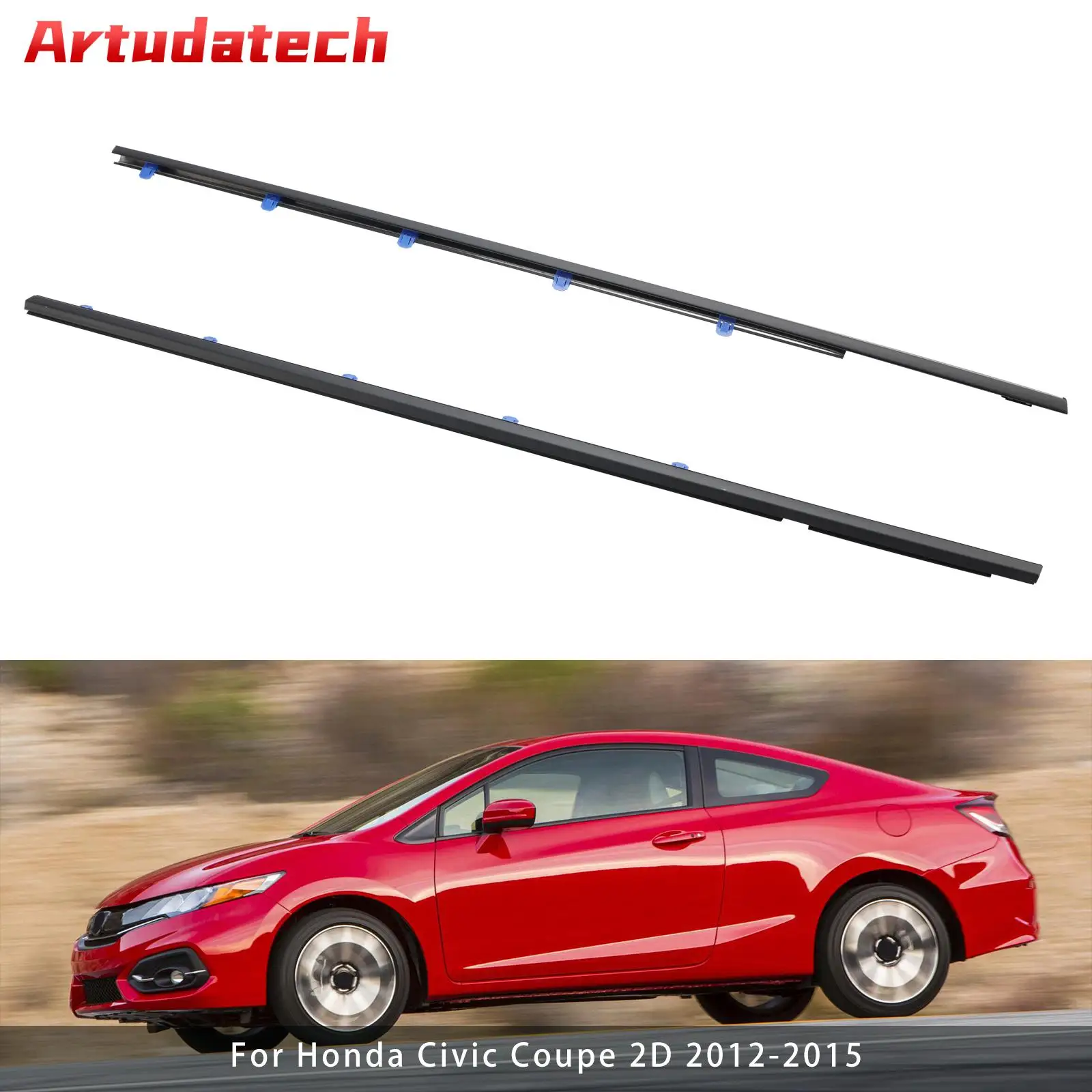 

Artudatech Left+Right Weatherstrip Belt Molding For Honda Civic Coupe 2D 2012-2015 Car Accessories