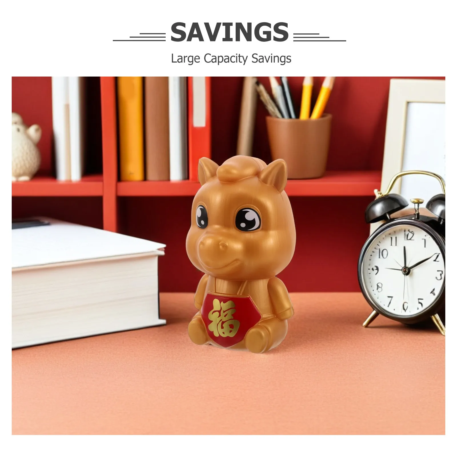 Shatterproof 2026 Year of The Horse Money Bank Plastic Horse Statue Decorative Cash Savings Box for Chinese New Year Wealth Luck