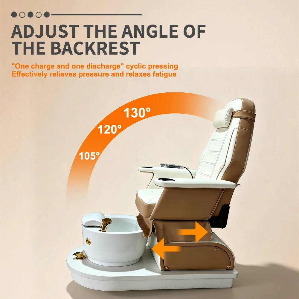 Multifunctional Foot Spa Pedicure Chair Electric Reclining With Integrated Plumbing Drain System For Nail Shop 2
