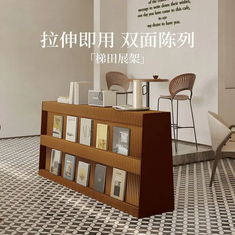 Trapezoid Geometric Double-Sided Display Stand Bookstore Magazine Record Wall Rack for Store Exhibition