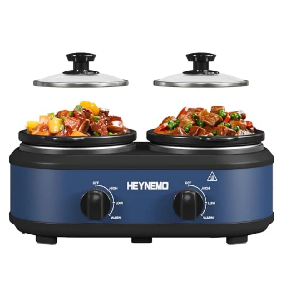 

Double Slow Cooker Buffet Servers and Warmers Dual 2 Pot Slow Cooker Food Warmer with Adjustable Temperature Dishwasher Safe Re