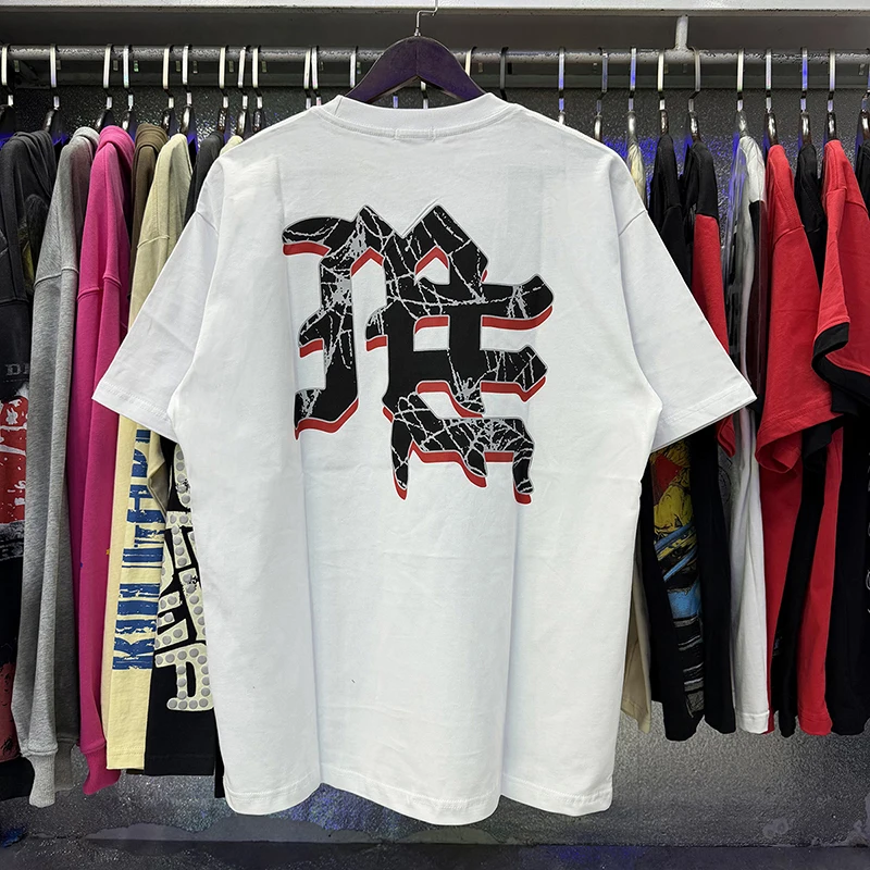 New MIXED EMOTION Mens Loose Fit Ghost Pumpkin Print T Shirt Daily Wear Rhinestone Letter Tee