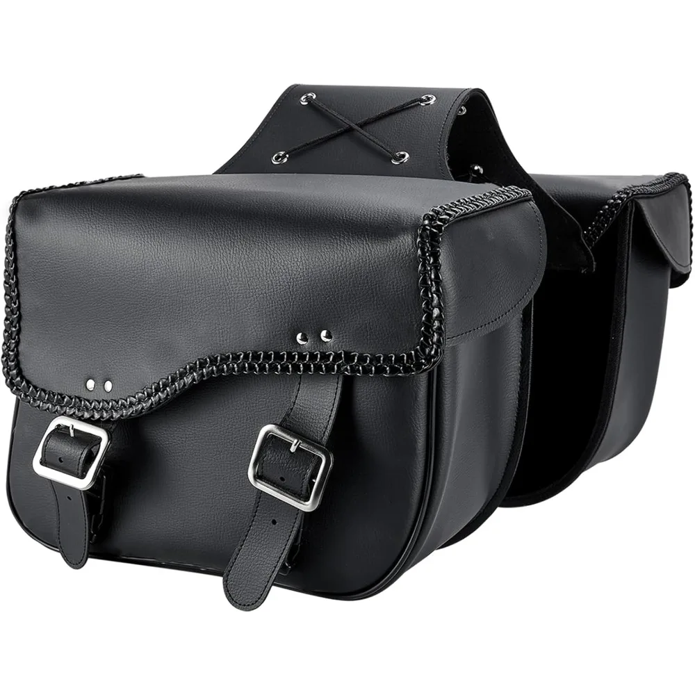 

faux leather motorcycle saddle bags throw over saddlebags, pvc motorcycle side bags for honda shadow sportster softail dyna v-s