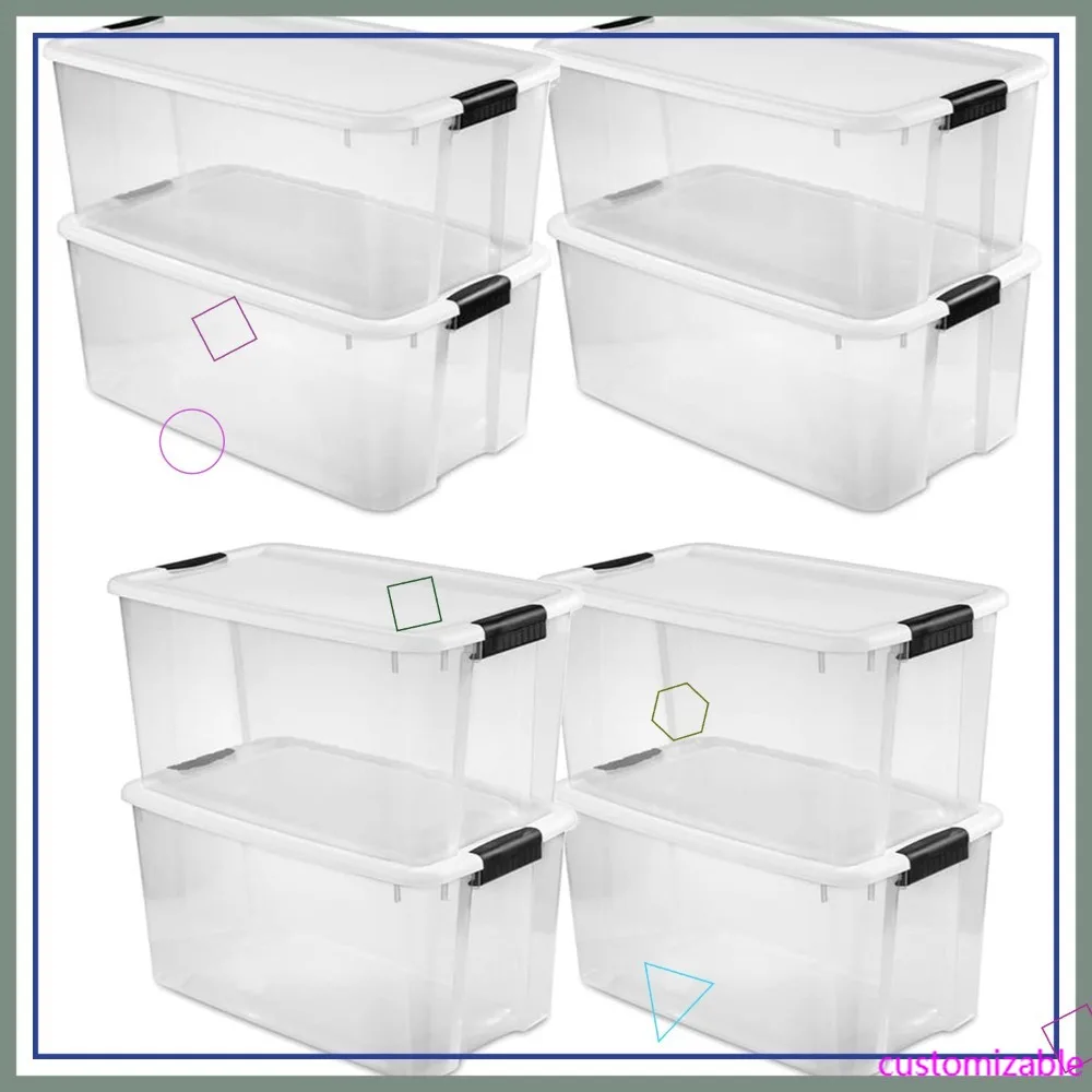 

Набор из 8 прозрачных пластиковых контейнеров для хранения с крышками, 116 и 70 квартов, штабелируемые корзины для организации дома
