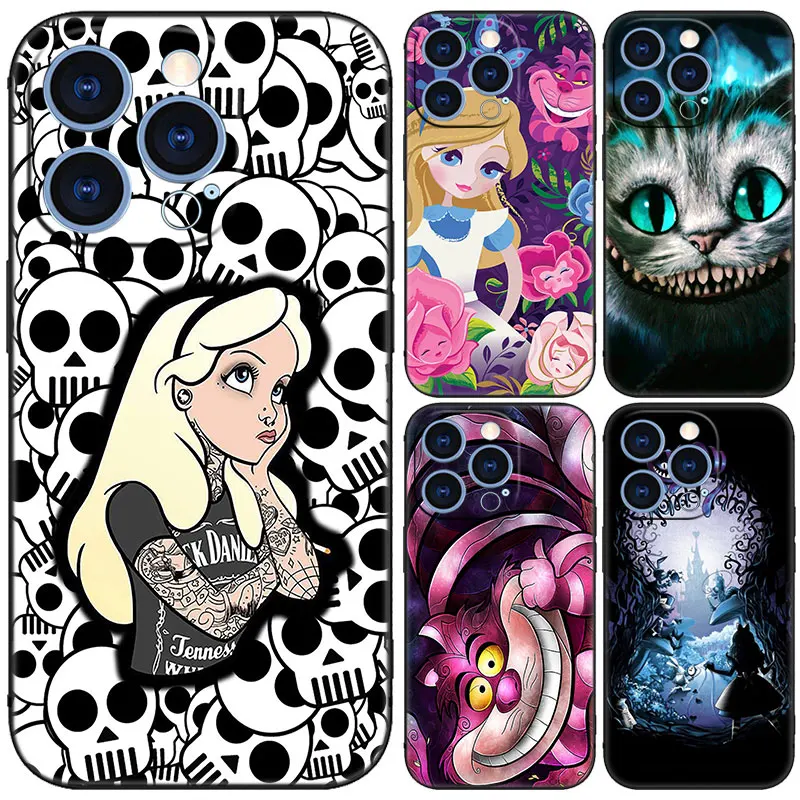 Alice in Wonderland Cheshire Cat Black Case For Huawei Pura70 Pro Plus P60 Pro P50 P40 P30 P20 Pro P10 Lite PSmart Z PSmart 2021