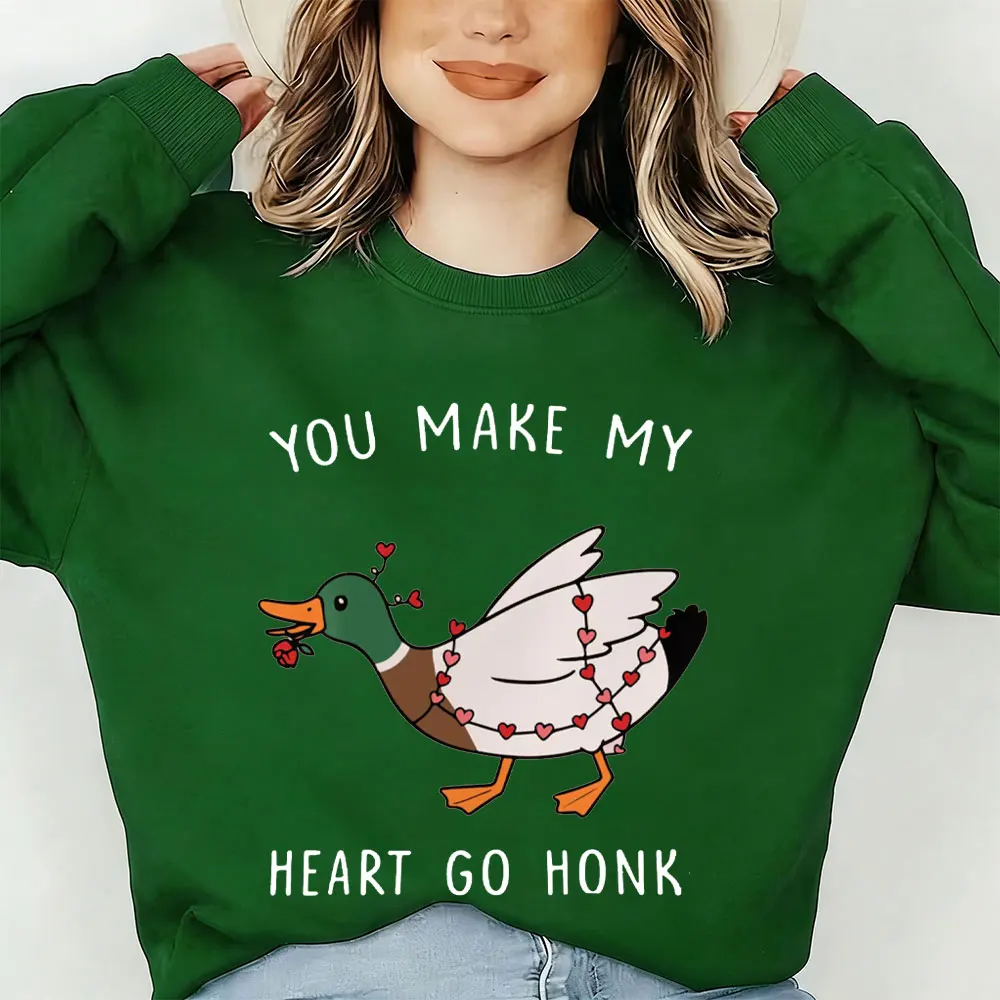 

You Make My Heart Go Honk Сублимационный женский свитшот Забавный розовый кокетлинг на день Святого Валентина Рубашка XoXo Be Mine Свитер