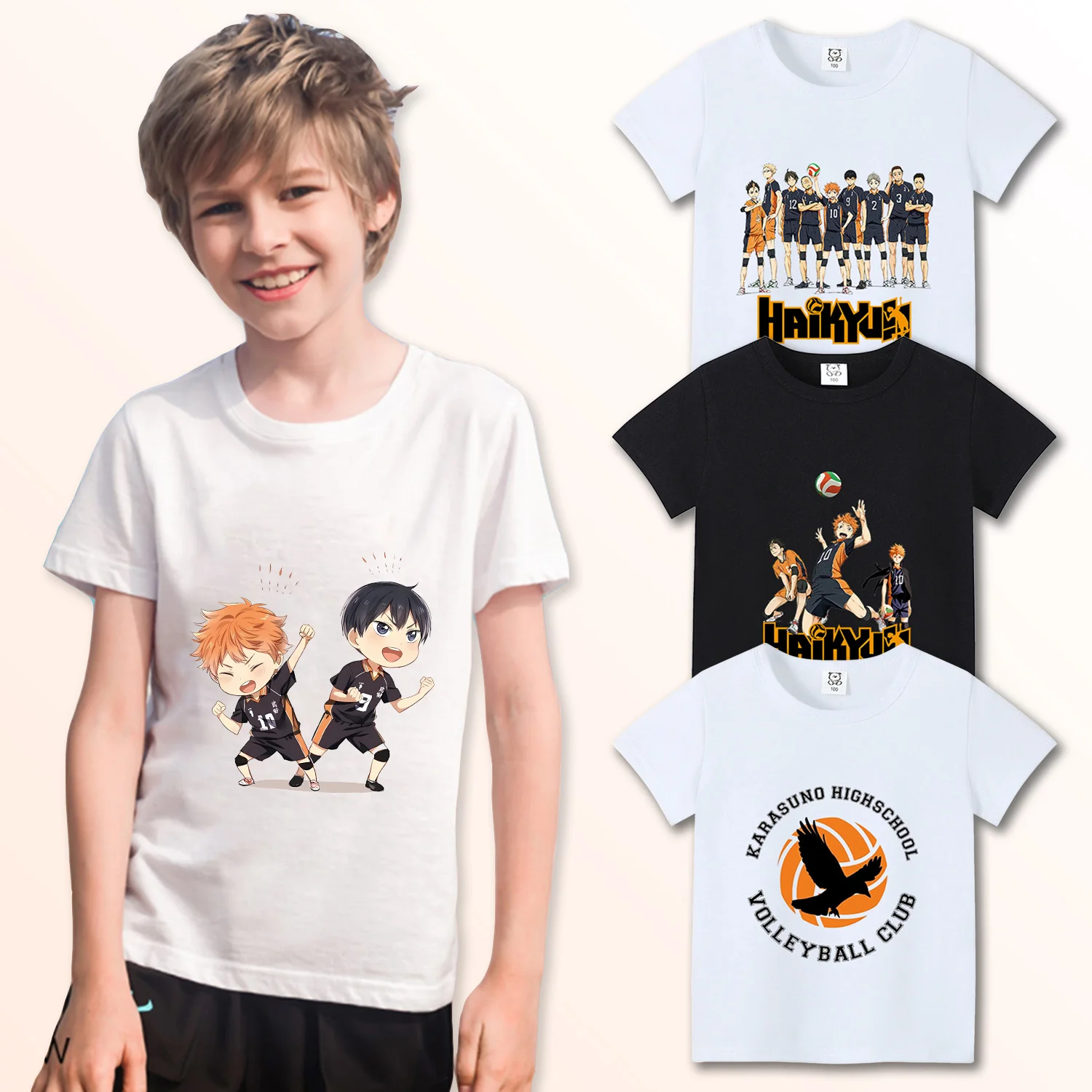 Haikyuu T-shirt Anime Hinata Shoyo Boys Girl Clothes Children\'s Tops Graphic T Shirts Cartoon Print Short Sleeve Tee Kids Gifts