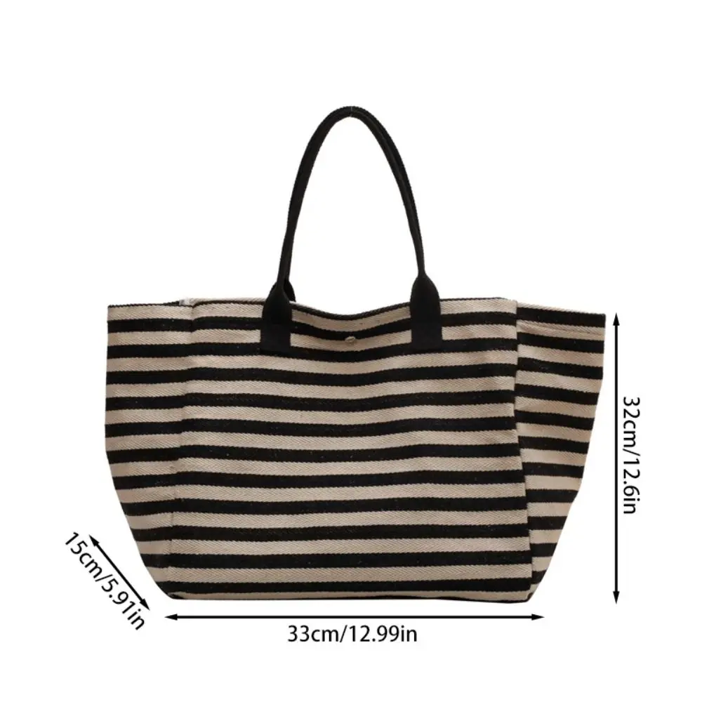 Bolsa de lona simples feminina grande capacidade bolsa novo estilo listrado elegante personalizado ombro múmia tote