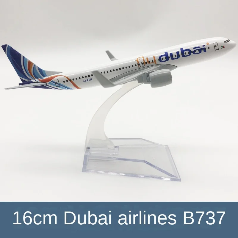 16cm Dubai Airlines B737 Alloy Aircraft Model Diecast Aviation Plane Collectible Miniature Toys for Boys Dropshipping