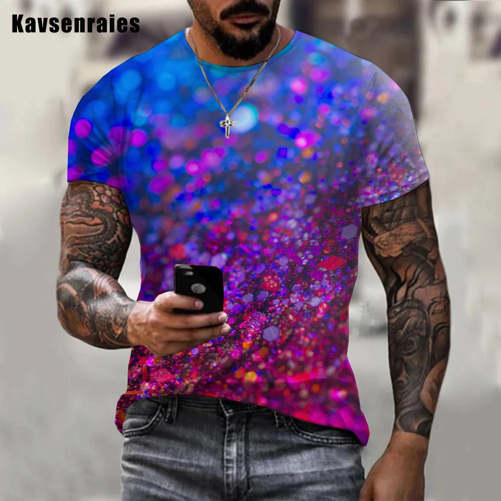 Men Women Hot Summer Fashion Colorful Glitter Printed 3D Men T-shirt Casual Comfortable Oversized O-Neck Short Sleeve Tops 6XL