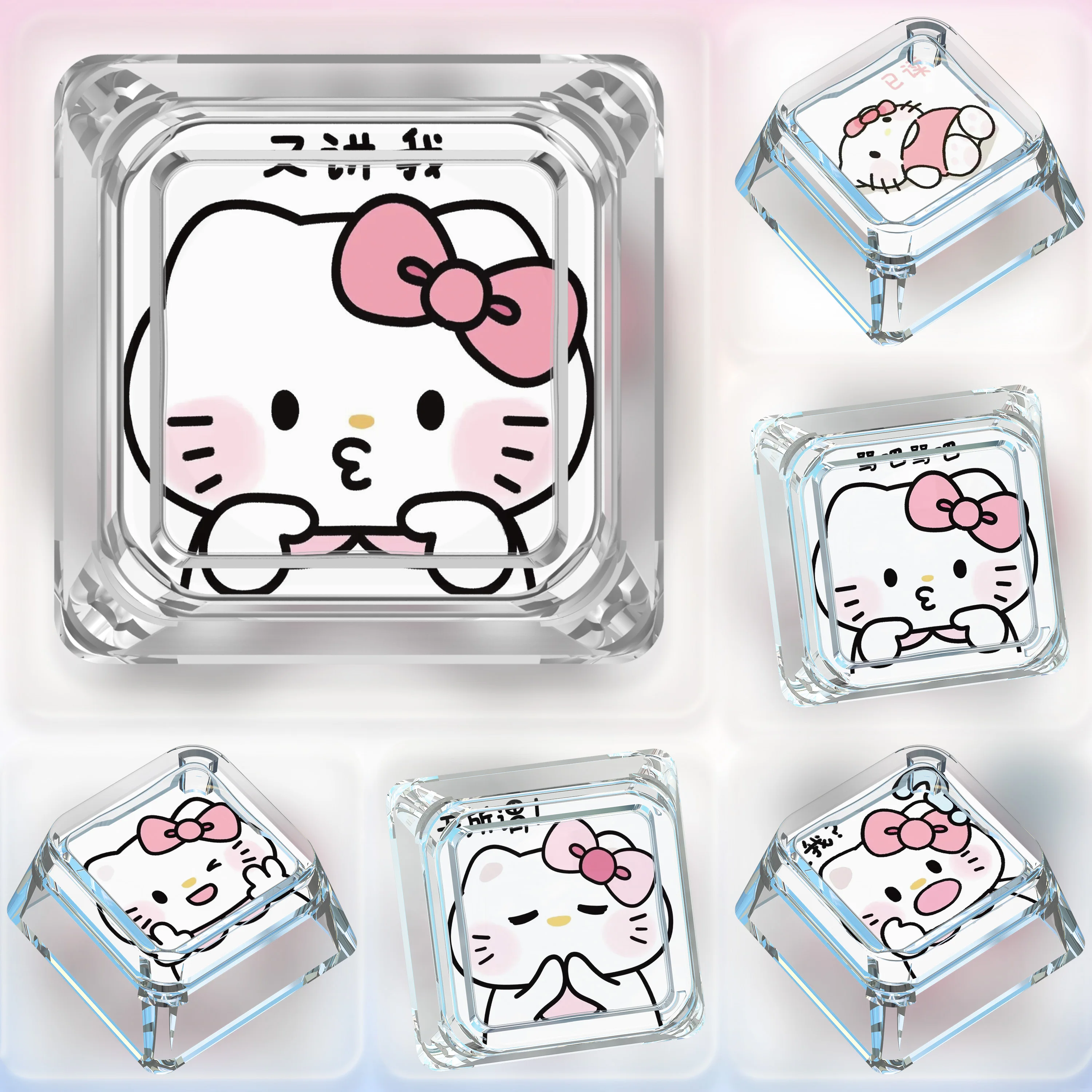 

Новый мультфильм Sanrio Hello Kittys, механическая клавиатура, прозрачные светопропускающие механические колпачки для клавиш, подарочные игрушки