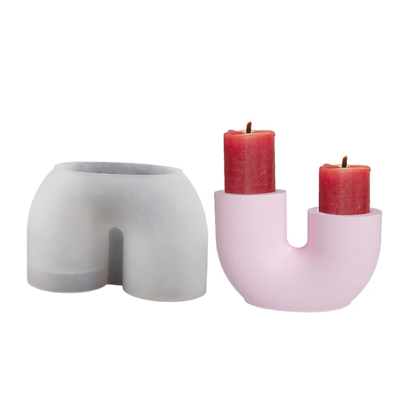 R3MC Candleholer Silicone Mold Cement Candle Holder Molds U-shaped Holder Resin Mould