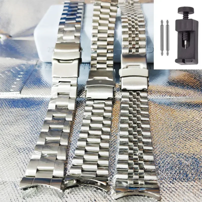 Bracelet de montre traditionnel 20 22mm pour Casio Band Sport Srpd jubilé extrémité incurvée Bracelet en acier inoxydable solide pour Seiko Skx007/009