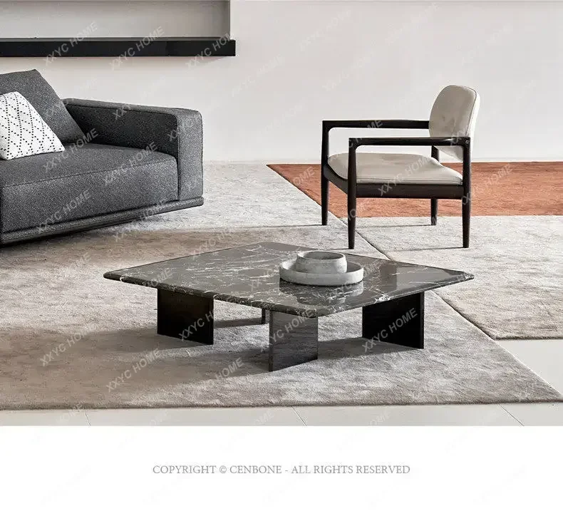 XXminimalist natural luxury stone coffee table villa square luxury marble light luxury coffee table