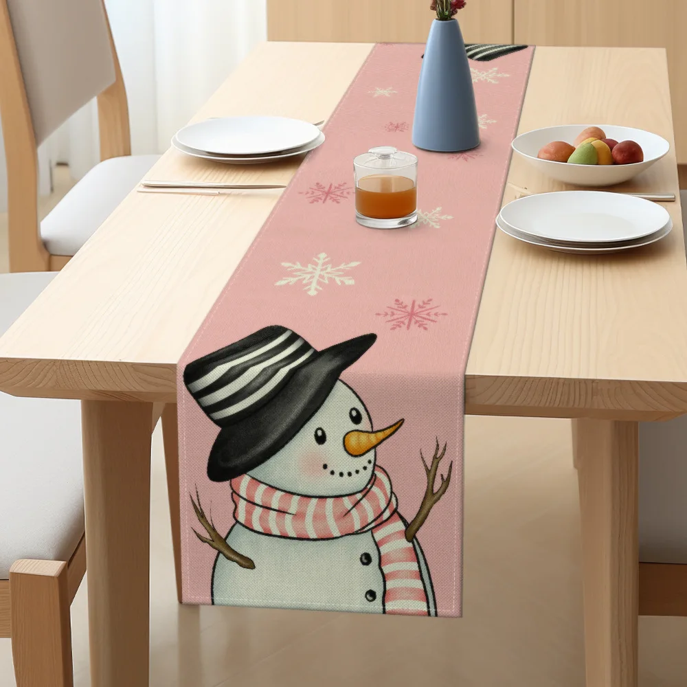 Pink Christmas Table Flags Christmas Decorations Santa Claus Snowman Table Party Banquet Indoor Outdoor Dining