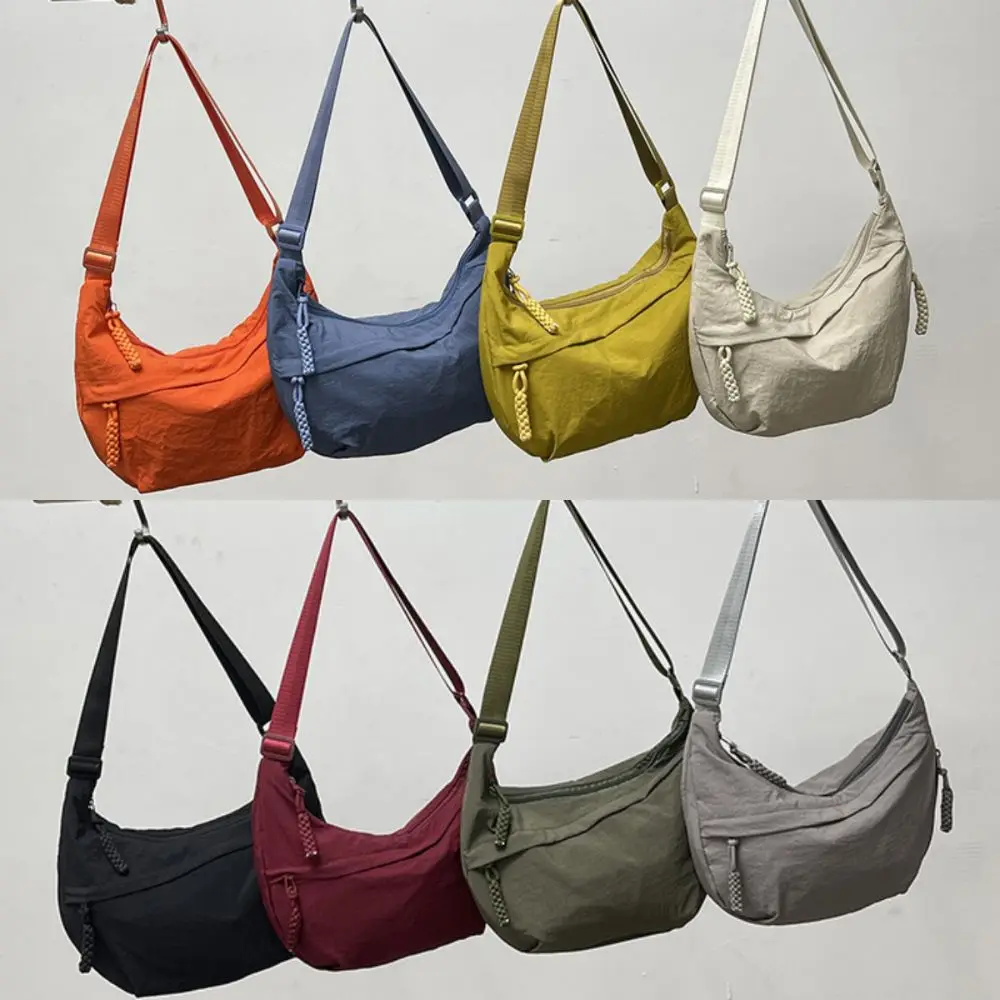 

Casual Canvas Crossbody Bags Korean Simplified Lightweight Shoulder Bag Solid Color Large Capacity Dumpling Bag Women