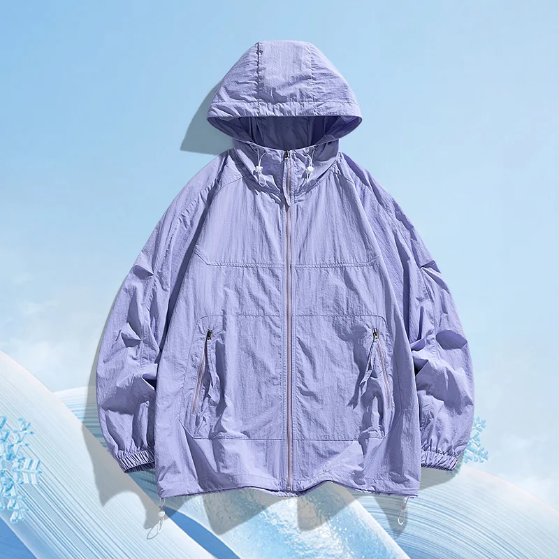 UPF50+ Ice Silk Jacket Lightweight and Breathable Outdoor Badminton Sports Anti-UV Coat Fashion Couple Sun Protection Clothing