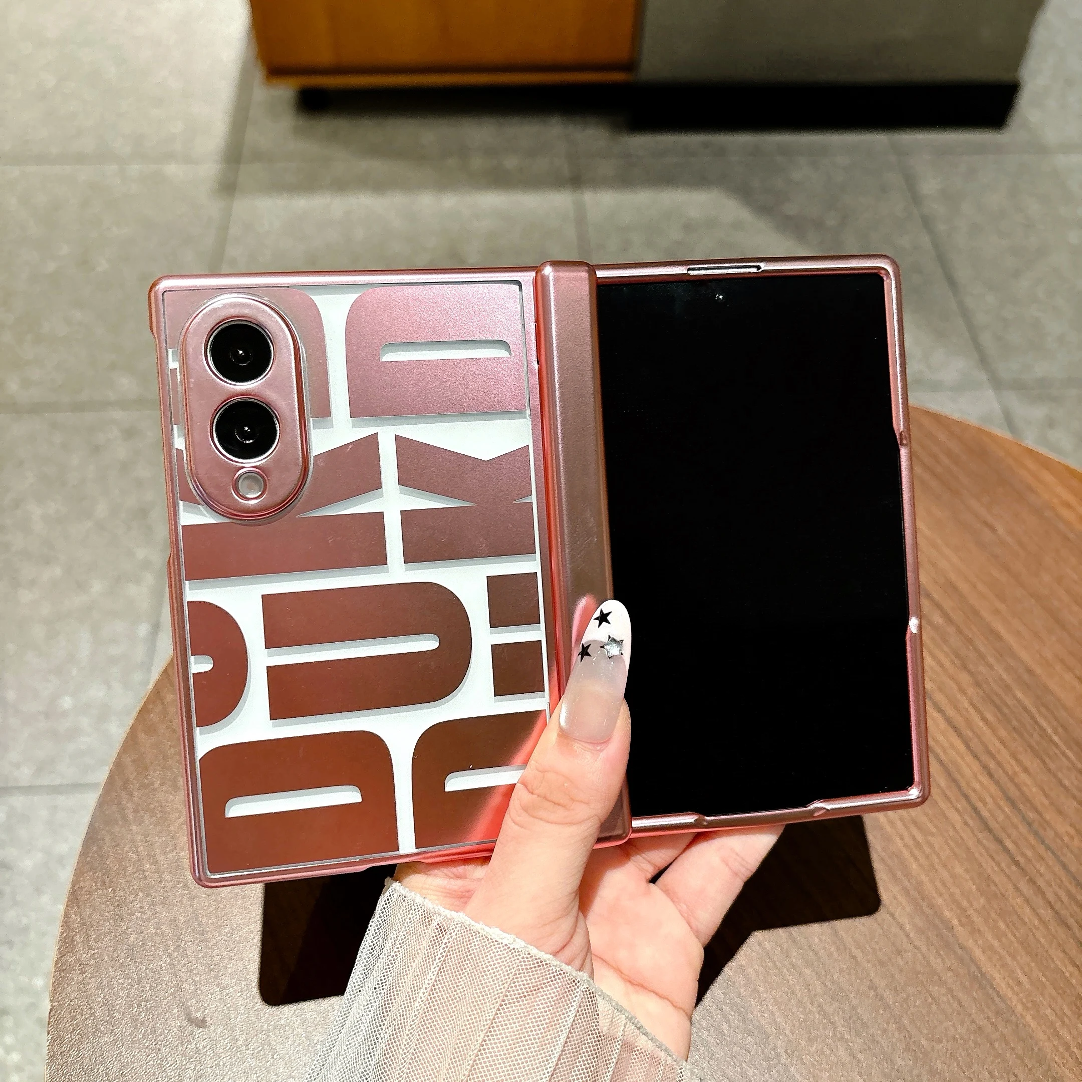 Luxury Trendy Electroplated Letter Print Case for Samsung Galaxy Z Fold 8 Ultra 7 6 5 4 3 Shockproof Fold Screen Protect Cover
