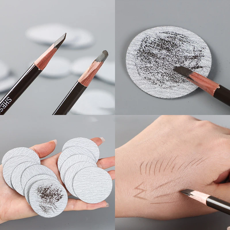 10/20 Eyebrow Pencil SharpenerPolishing Polishing Cane CutterEyebrow PencilFine SandpaperRubbing StripsMakeup Tattoo Tools