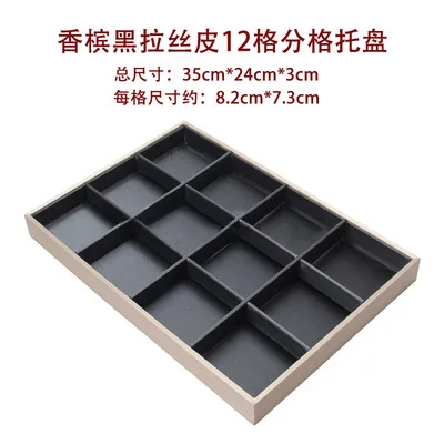 PU Leather Jewelry Display Tray 24 Grids Pendant Earrings Necklace Organizer Display Showcase Jewelry Storage Tray