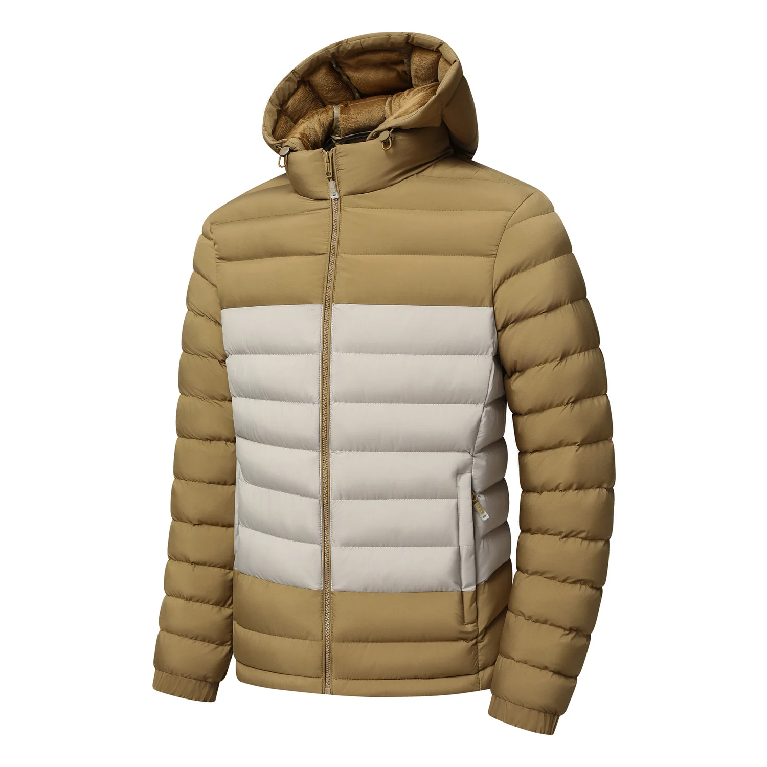 

Стеганый пуховик с цветными блоками со съемным капюшоном и сеткой из водонепроницаемой ткани для кемпинга и катания на лыжах для мужчин и женщин