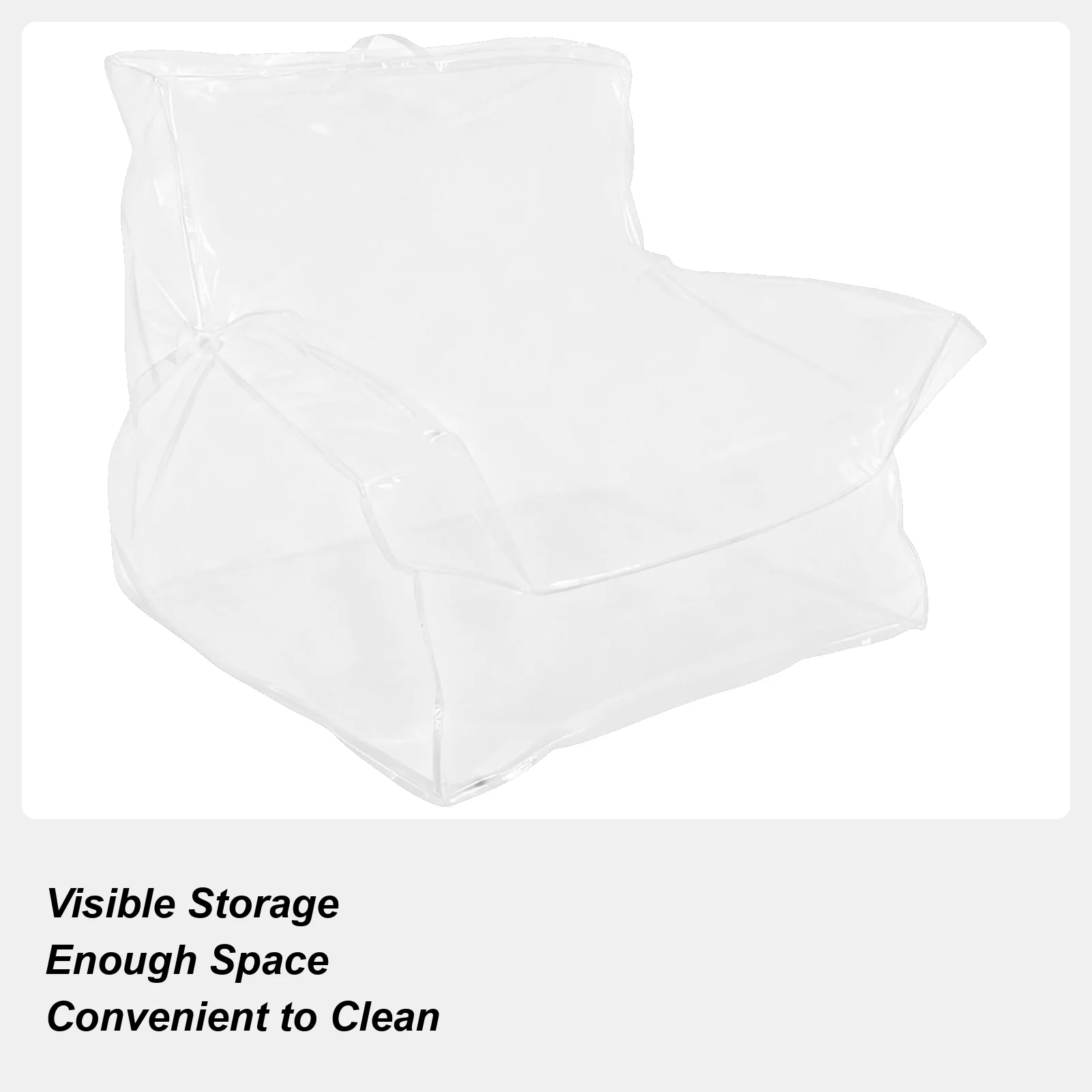 Stuffed Animal Bean Bag Storage Clear Plush Toys Organizer Large Stuffed Animal Bean Bag Chair Cover For Bedroom Playroom Living
