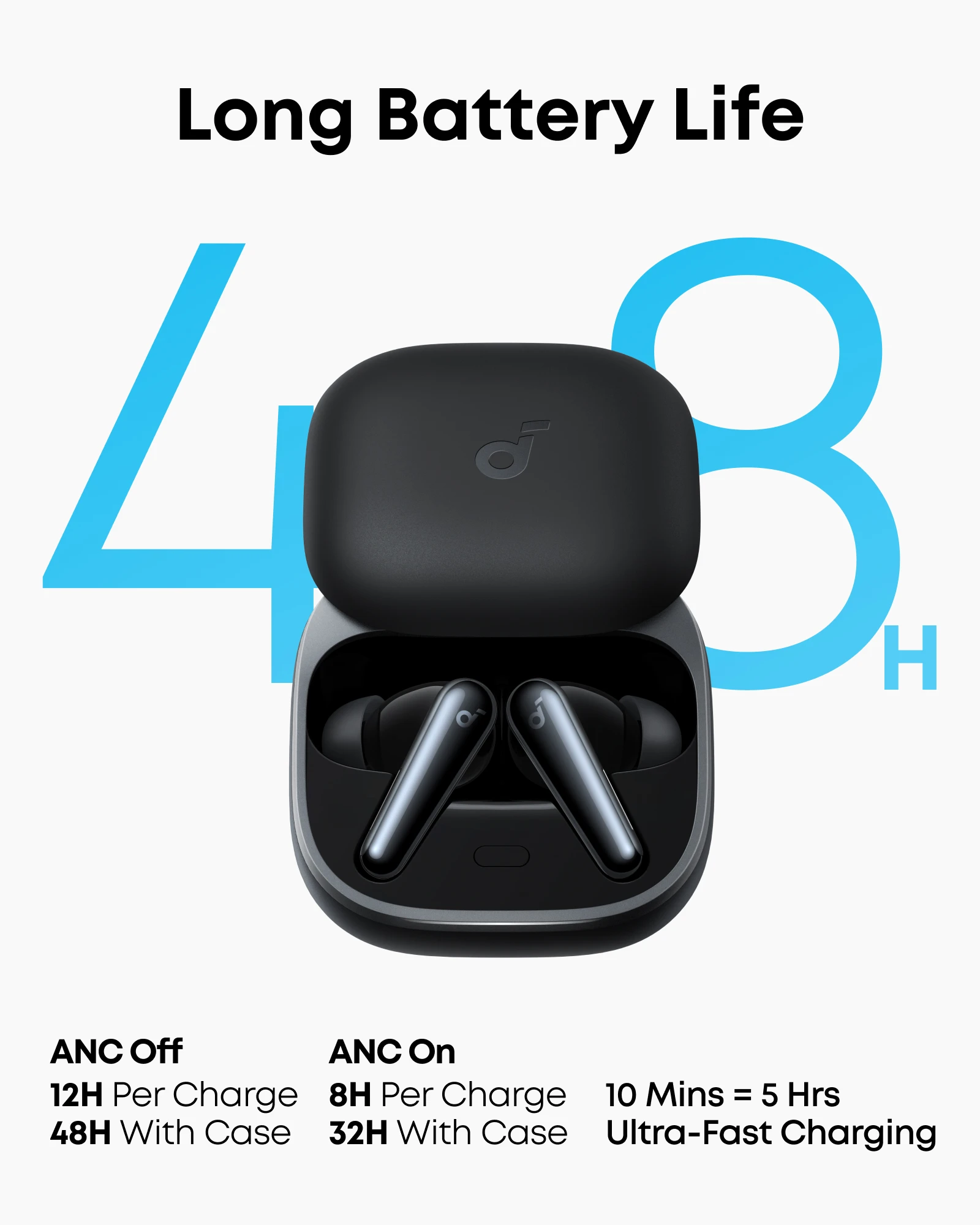Soundcore من Anker Liberty 5 سماعات أذن لاسلكية بخاصية إلغاء الضوضاء ANC 3.0 سماعة بلوتوث 48H سماعات بلوتوث لاسلكية