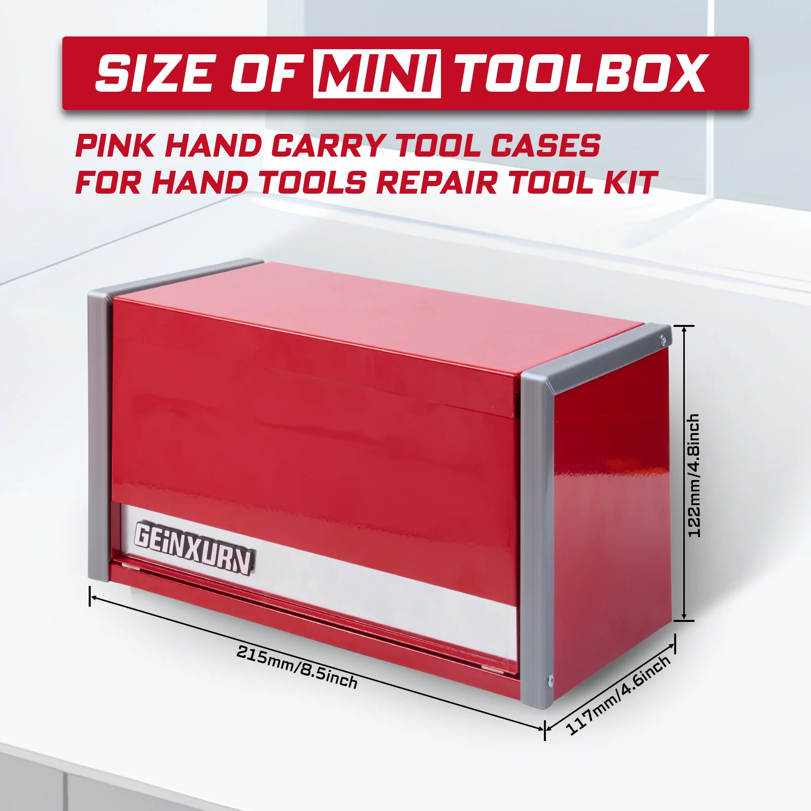 Geinxurn 100PCS Basic Screwdriver Bit Tool Kit (Red), Mini Metal 4 Drawer Tool Box with EVA Foam Tray, For Motorcycle Repair