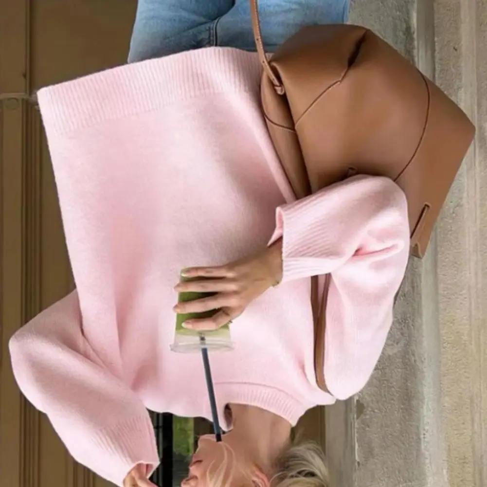 2025 Women Pullover Sweater O-neck Long-sleeve Sweater Cozy Winter Sweater Collection Women's Solid Color Knit Pullovers for War