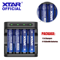 XTAR Battery Charger Set 4PCS 1.5V AA 4150mWh 2500mAh Rechargeable Li-ion Battery LED indicator + 1.5V AA AAA Battery Charger L4