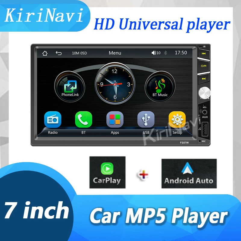 

Kirinavi 7 Inch Car Radio 1Din MP5 Player Multimedia GPS Navigation Stereo Carplay Android Auto Bluetooth Music HD Video FM