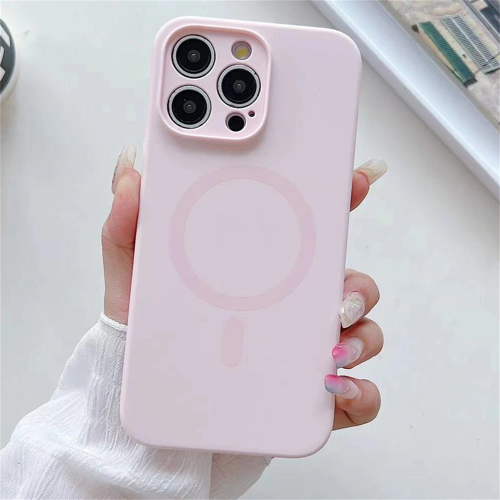 Luxury Bright Fluorescent Liquid Silicone Magnetic For Magsafe Case For iPhone 16 15 14 13 12 Pro Max Plus Wireless Charge Cover