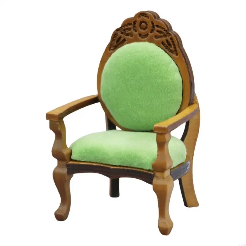 

Симпатичное реалистичное винтажное кресло в ретро -кресло Zakka для 1:12 Кукольный дом