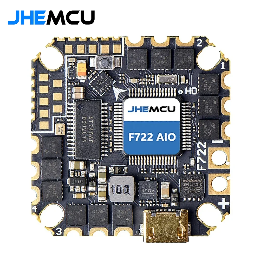 

JHEMCU GHF722AIO-HD 40A AIO Flight Controller F722 with BLHeli_S 40A 4in1 ESC, OSD Baro BlackBox 2-6S for FPV Cinewhoop Drone