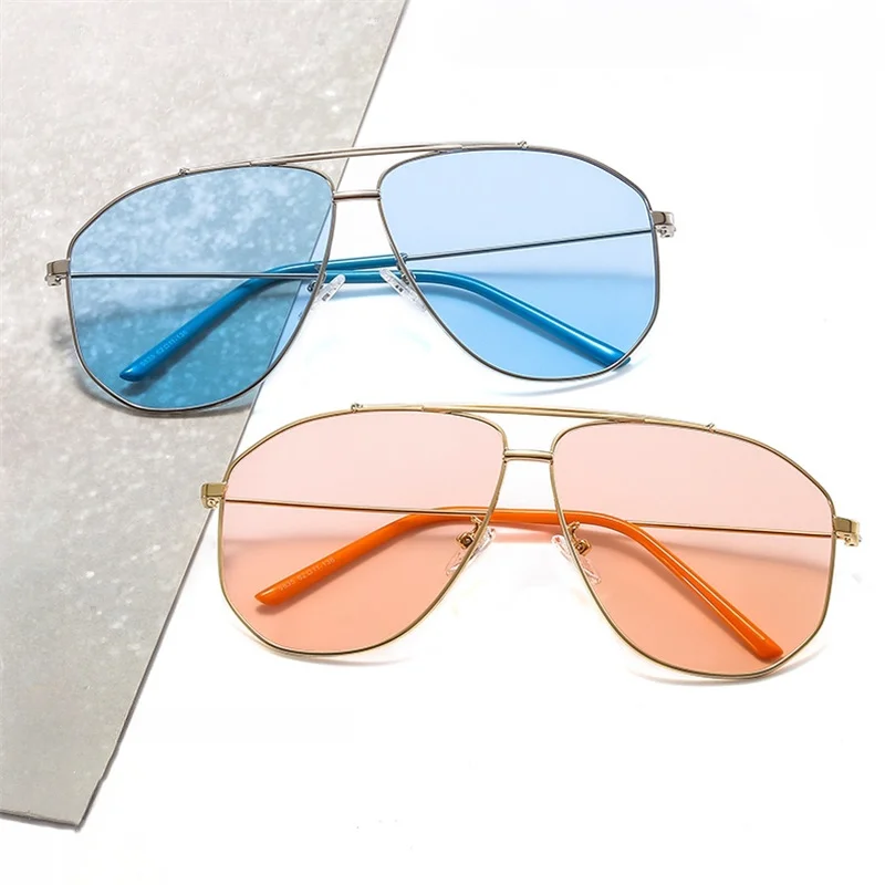 Retro Metal Frame Sunglasses For Women Men Vintage Double Bridge Unisex Shades UV400