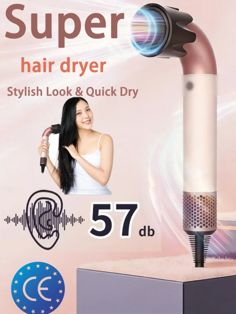 1400W High Power Hair Dryer Quick Drying Lightweight Body Low Noise with Multiple Air Nozzle Types for Fast Hair Styling