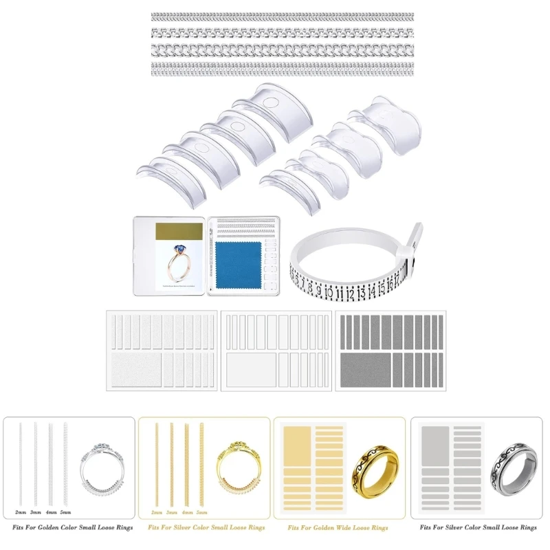 71 Stück Ringgrößenversteller für lose Ringe, unsichtbare Ringe, Resizer, Abstandshalter, selbstklebende Blätter, um Ringe klein