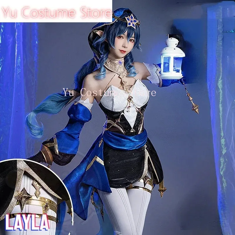 

Yu Genshin Impact Layla Косплей Костюм Cos Game Аниме Униформа для вечеринки Хэллоуин Играть Ролевая одежда Полный комплект Платье 5; c, 8'z, 6,k;