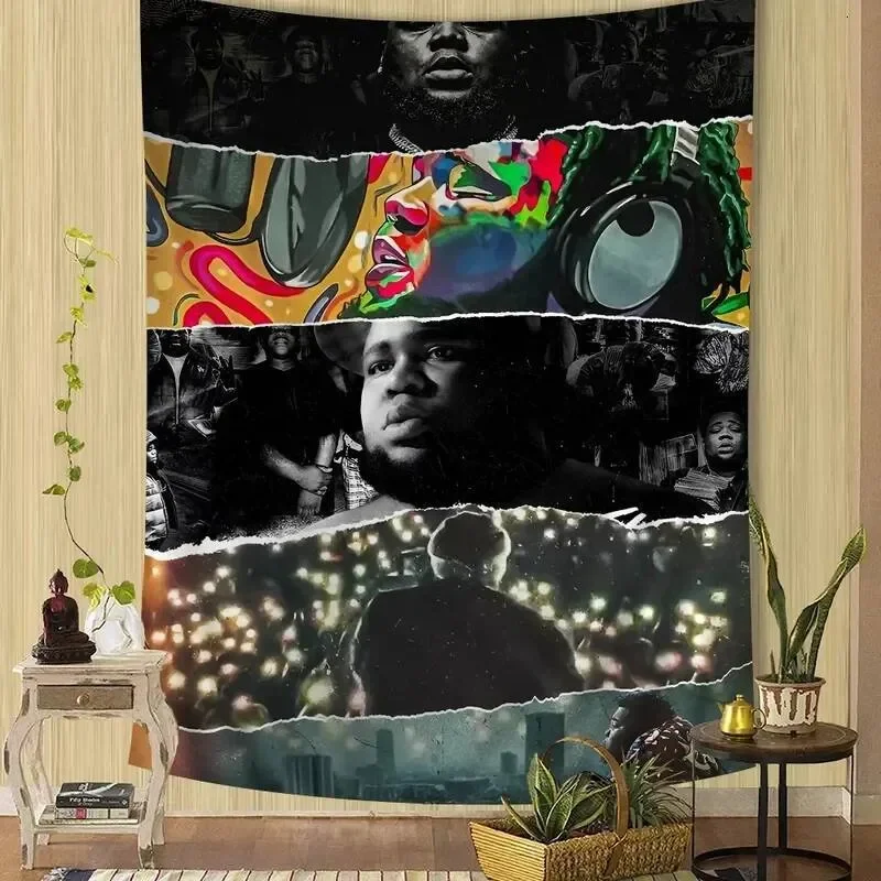 VIKAMA Rod Wave Tapestry, Hip Hop Rapper Collage Print Wall Hanging for Bedroom Dorm Living & Music Room Decor 26L0713