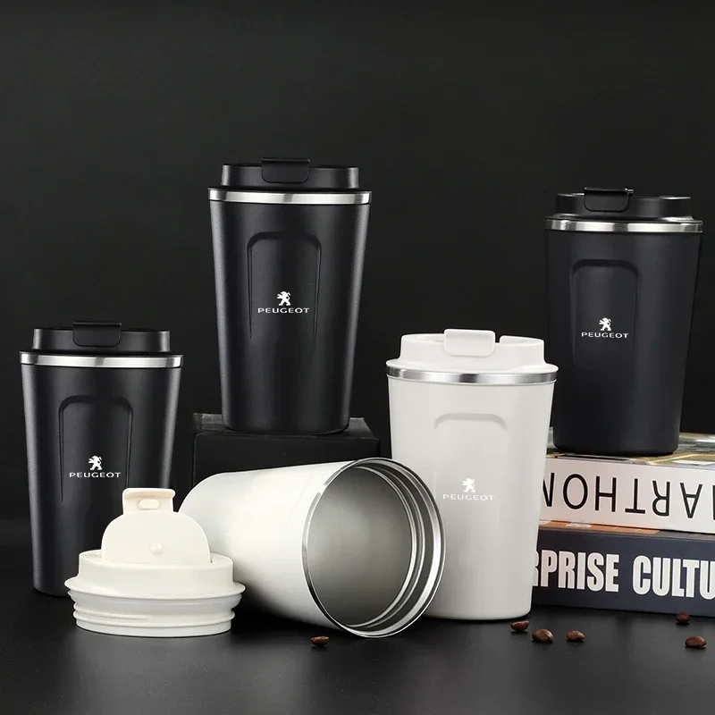 Car Coffee Mug Thermal Insulation Cup Tea Water Thermos Cup For Peugeot 208 3008 308 2008 207 508 406 407 307 206 408 5008 4008