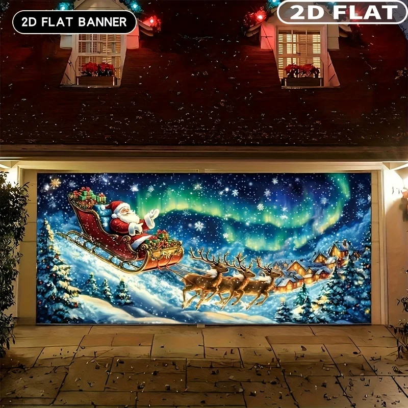 1pc Christmas Garage Door Banner Decoration, Christmas Backdrops & Banners, Multipurpose Festive Wall Hanging For Xmas, Holiday