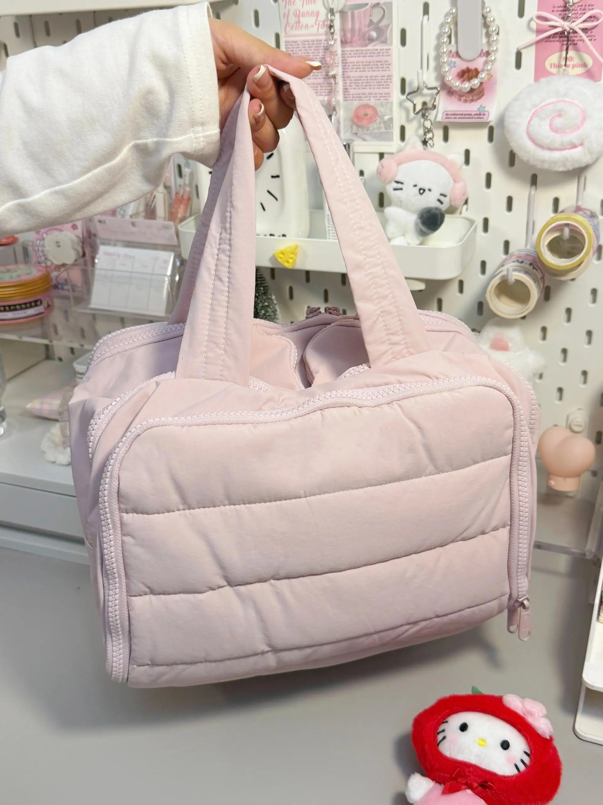 

Portable Large Capaci Pink eup Bag Travel Busin Trip Women's Storage Bag Handbag Canvas Pure Color Modern Neutral Sle