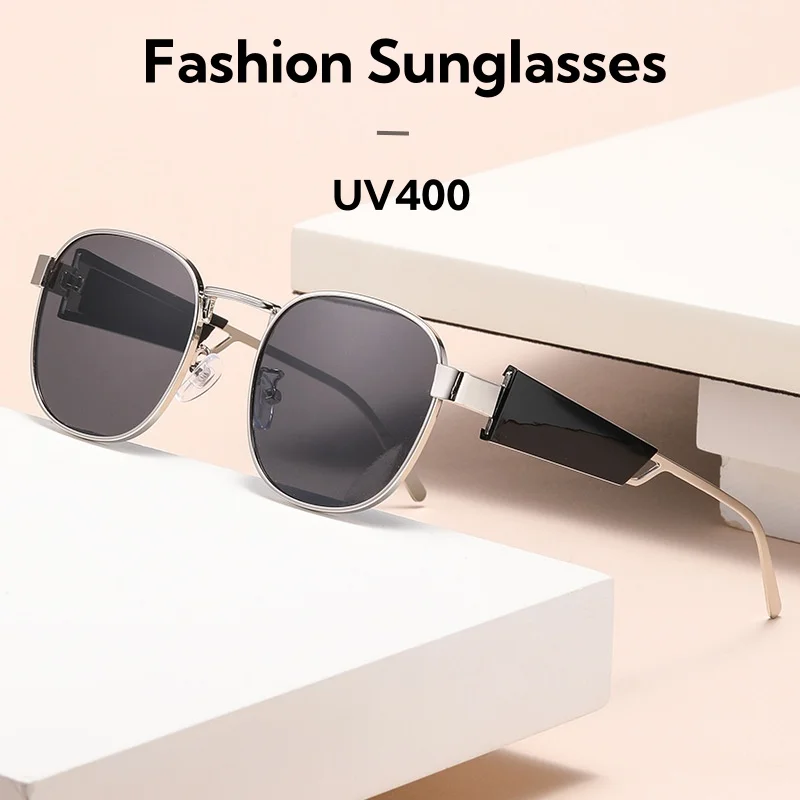

Fashionable Circular Metal Frame Sunglasses UV400 Shades Eyewear Ultra Light Outdoor Activity Eye Protection Sunshade Glasses