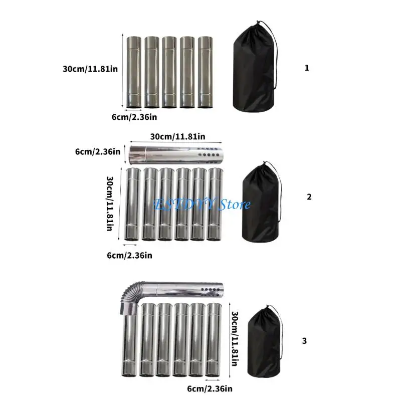 G6DE – ensemble d'accessoires cheminée Camping Type lourd, débit réglable, Construction en acier inoxydable, essentiel