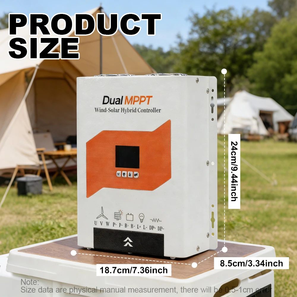 3000W 3KW Dual MPPT Wind Solar Hybrid Charge Controller 12V 24V 48V Auto Voltage LCD Display Off Grid Power Regulator CE Certifi